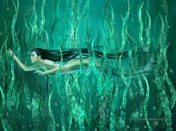 Yuehui Tang Chinesischer Körper Mermaid 2 Ölgemälde